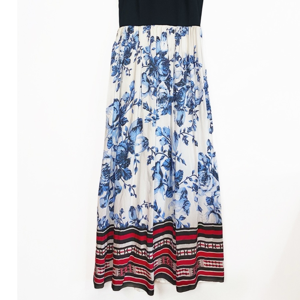 ATSU Anthropologie Beaded Bodice Maxi Dress Floral and Ikat pattern size 4P - Picture 4 of 15